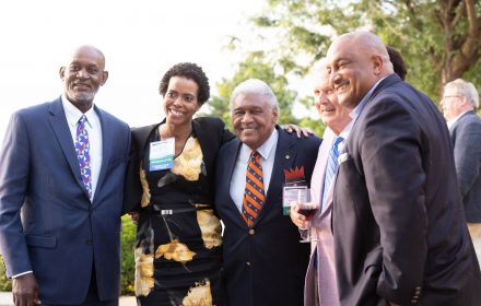 (L to R): Bruce C. Sams, Rudene Mercer Haynes, Judge John Charles Thomas, David C. Landin, Victor O. Cardwell